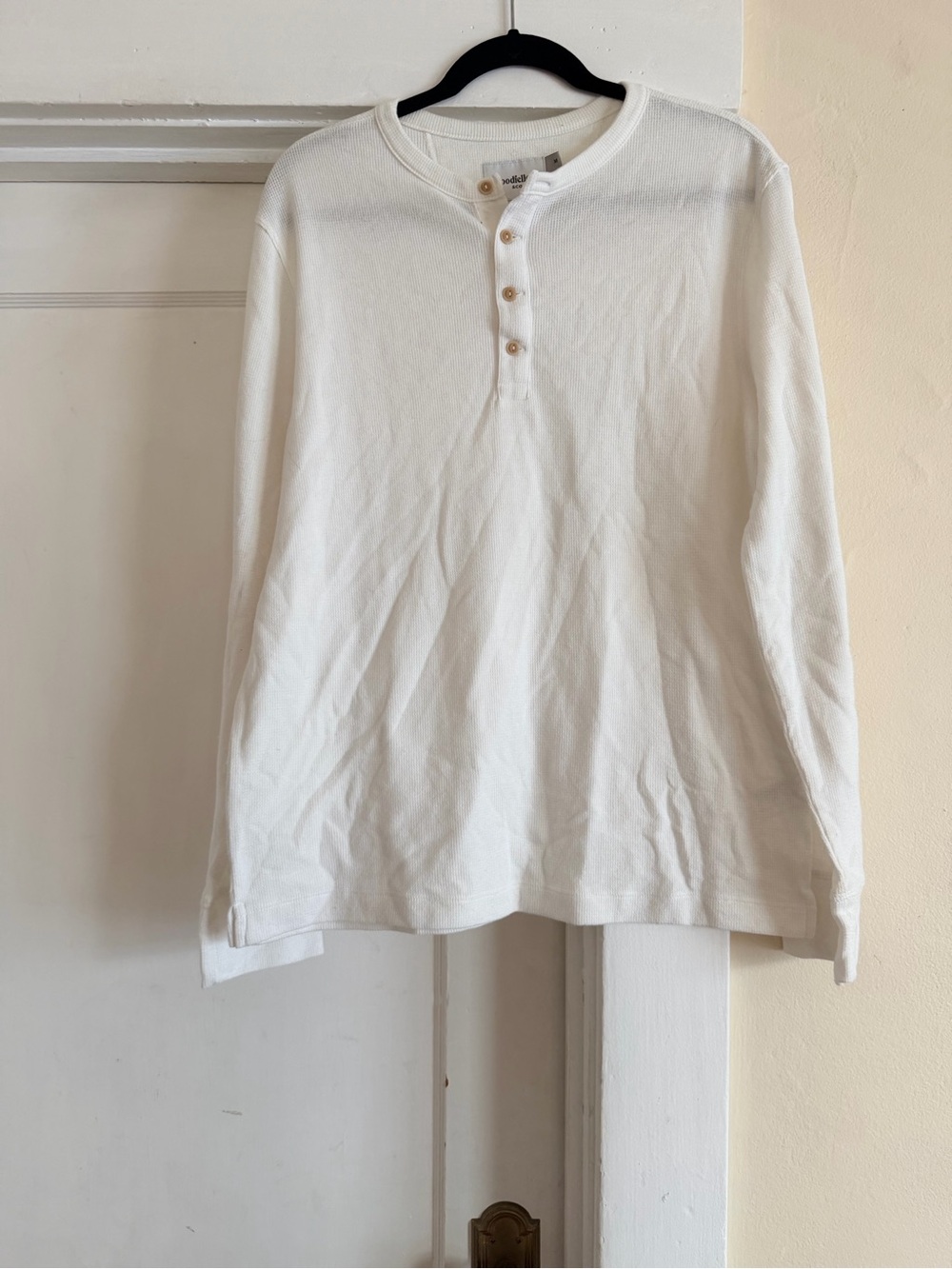 Goodfellow & Co White Waffle Henley Top